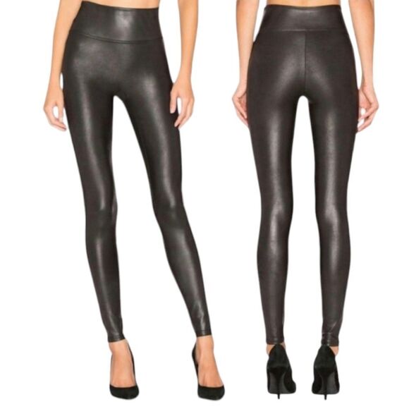 Spanx Black Leggings High Rise Women's Sz L Comfy Stretch Slimming Leggings - Picture 3 of 15